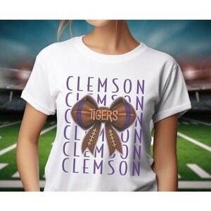 Clemson Tigers Football Bow Shirt Game Day Tee